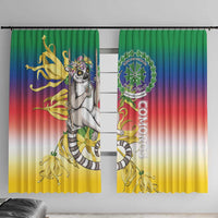 Comoros Mongoose Lemur Window Curtain Coat Of Arms With Ylang Ylang