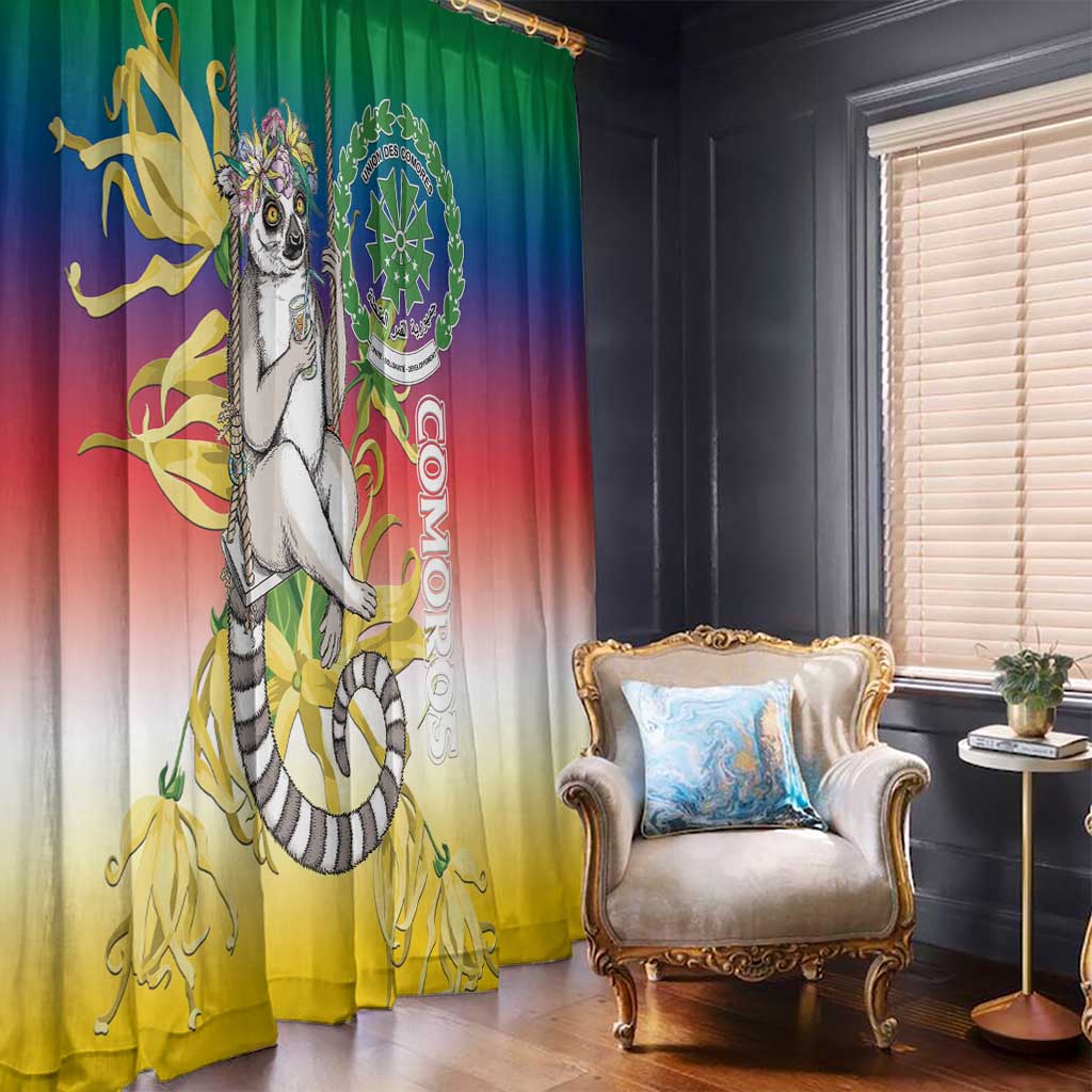 Comoros Mongoose Lemur Window Curtain Coat Of Arms With Ylang Ylang