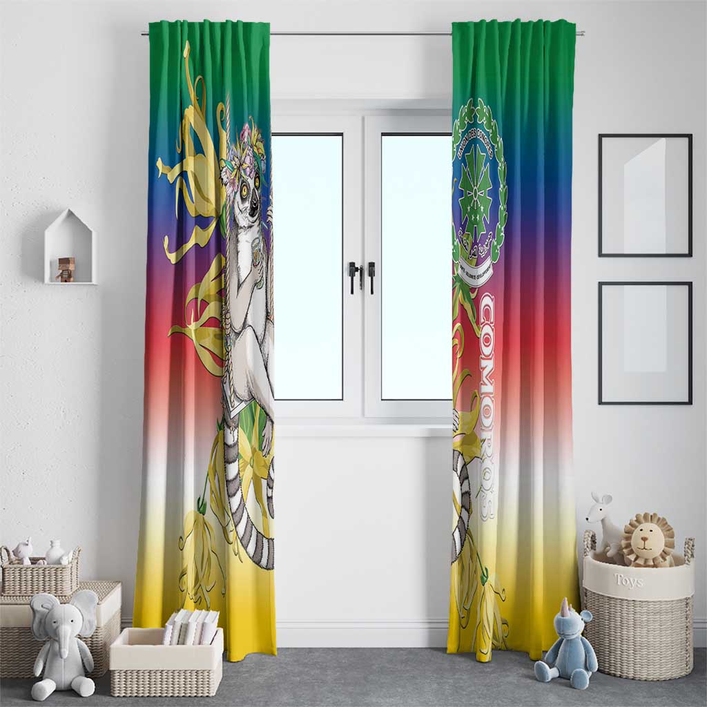 Comoros Mongoose Lemur Window Curtain Coat Of Arms With Ylang Ylang
