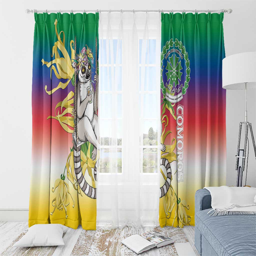 Comoros Mongoose Lemur Window Curtain Coat Of Arms With Ylang Ylang