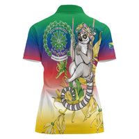 Comoros Mongoose Lemur Women Polo Shirt Coat Of Arms With Ylang Ylang