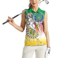 Comoros Mongoose Lemur Women Sleeveless Polo Shirt Coat Of Arms With Ylang Ylang