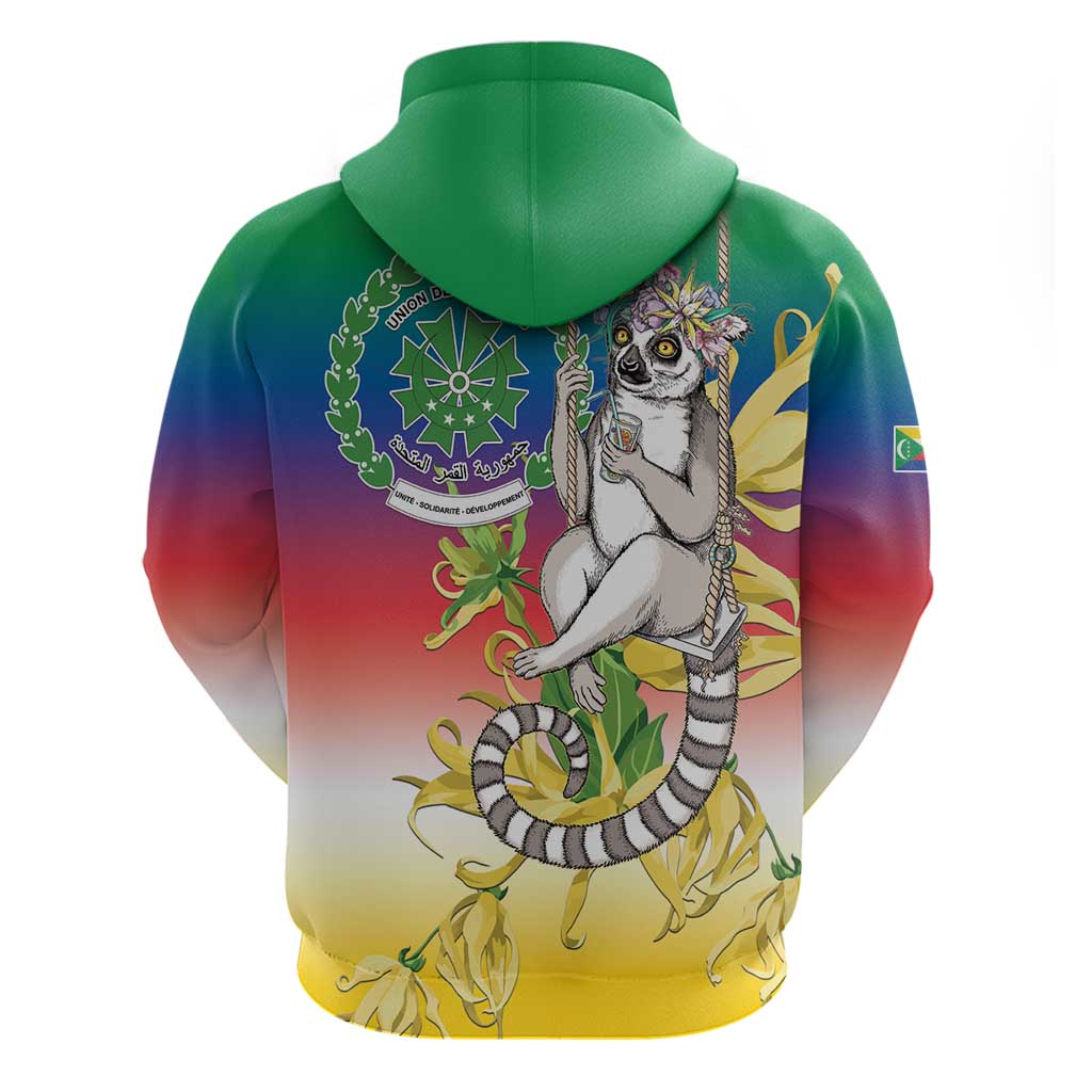 Comoros Mongoose Lemur Zip Hoodie Coat Of Arms With Ylang Ylang