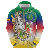 Comoros Mongoose Lemur Zip Hoodie Coat Of Arms With Ylang Ylang