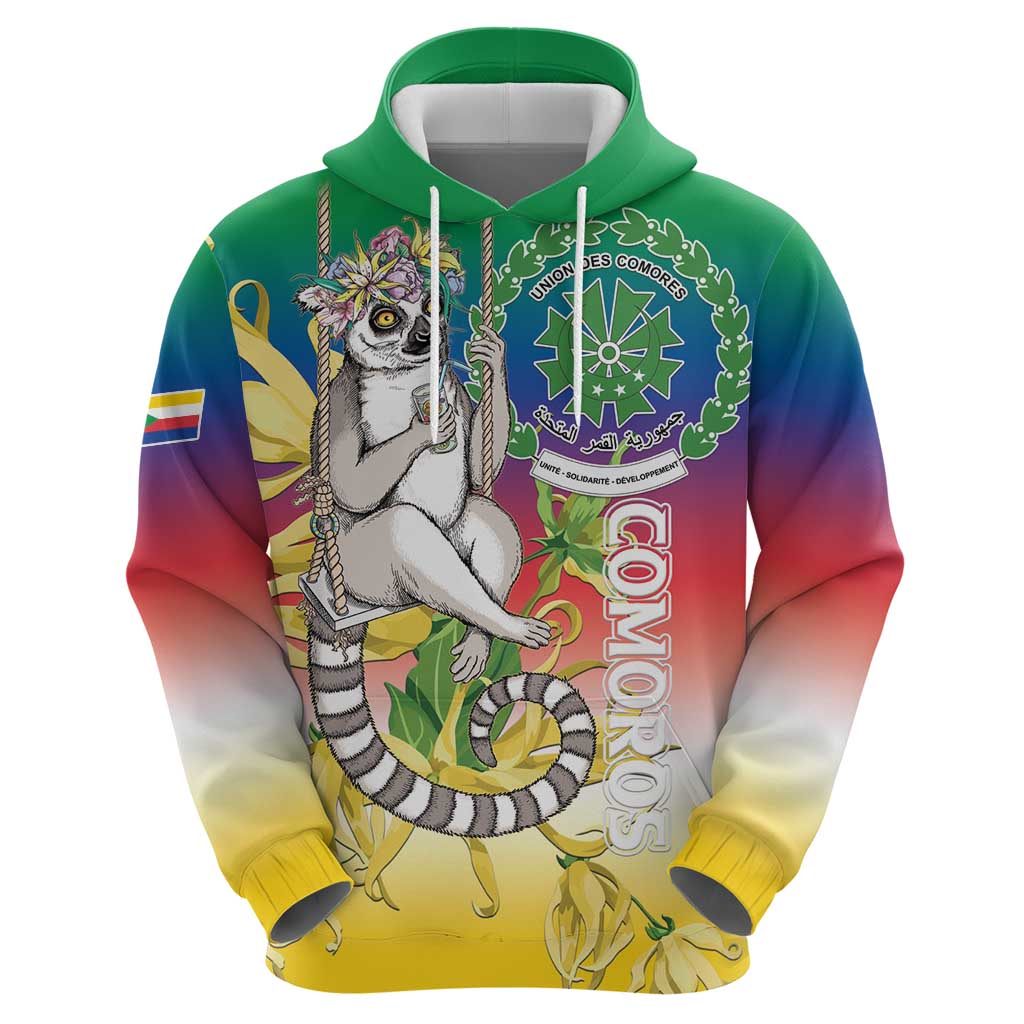 Comoros Mongoose Lemur Zip Hoodie Coat Of Arms With Ylang Ylang