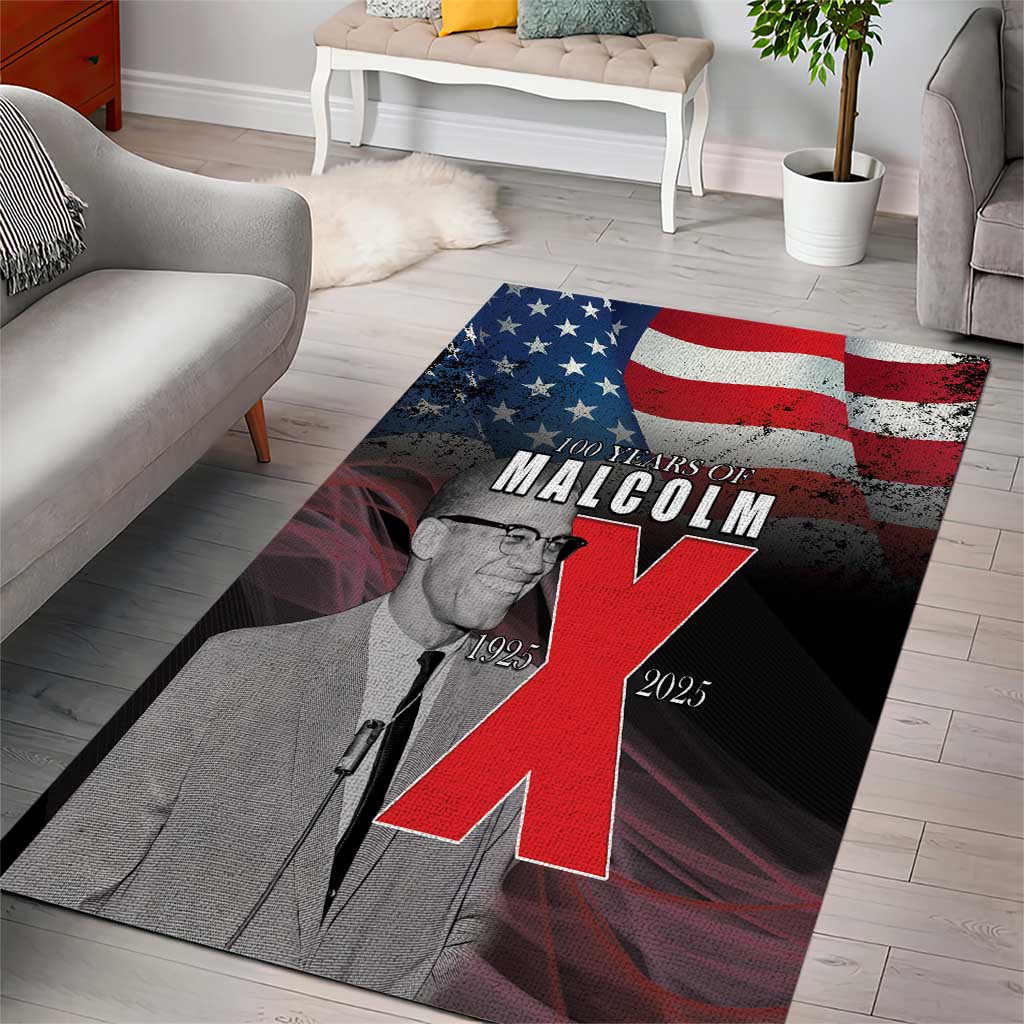 African American El Hajj Malik El Shabazz Area Rug 100 Years of Malcolm X