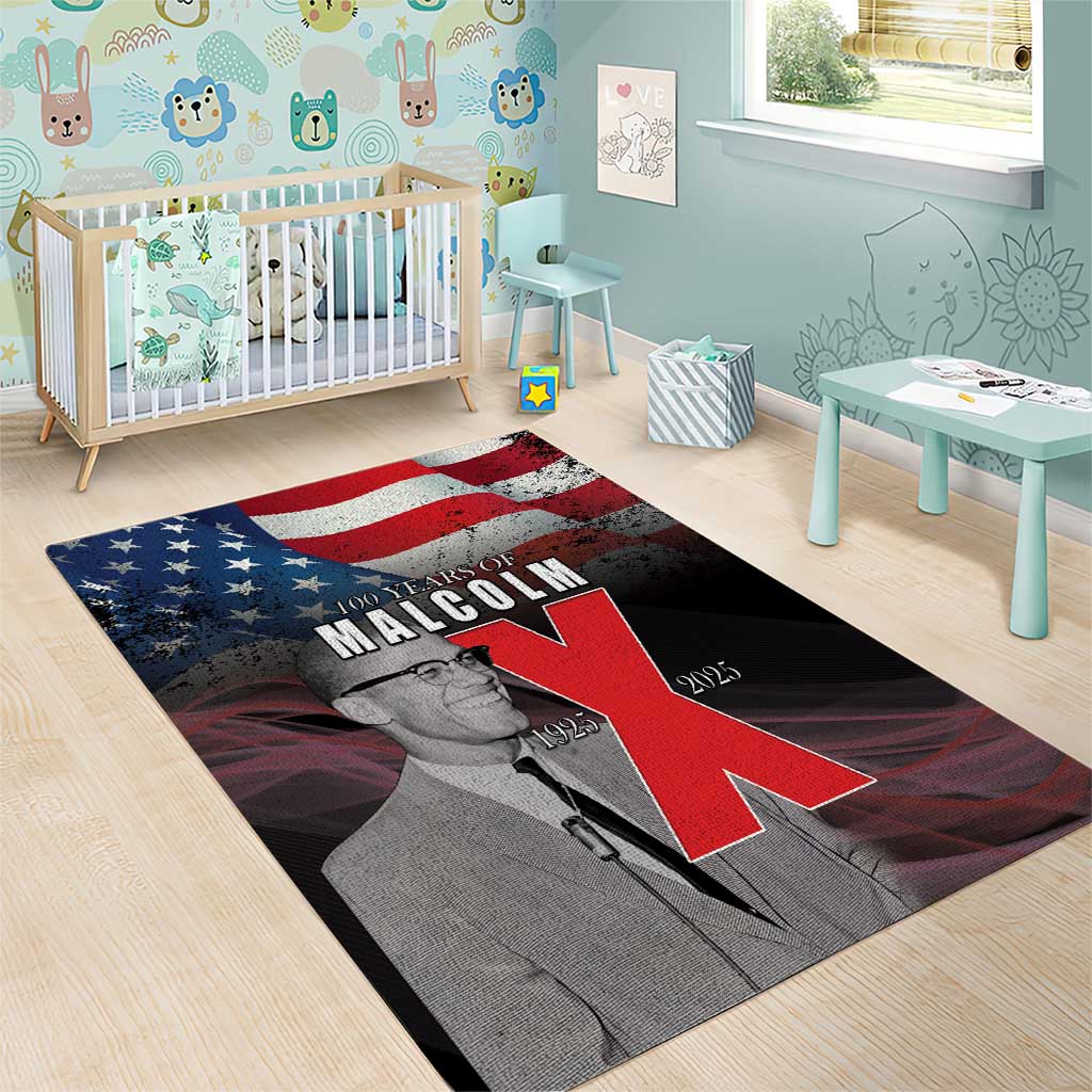 African American El Hajj Malik El Shabazz Area Rug 100 Years of Malcolm X