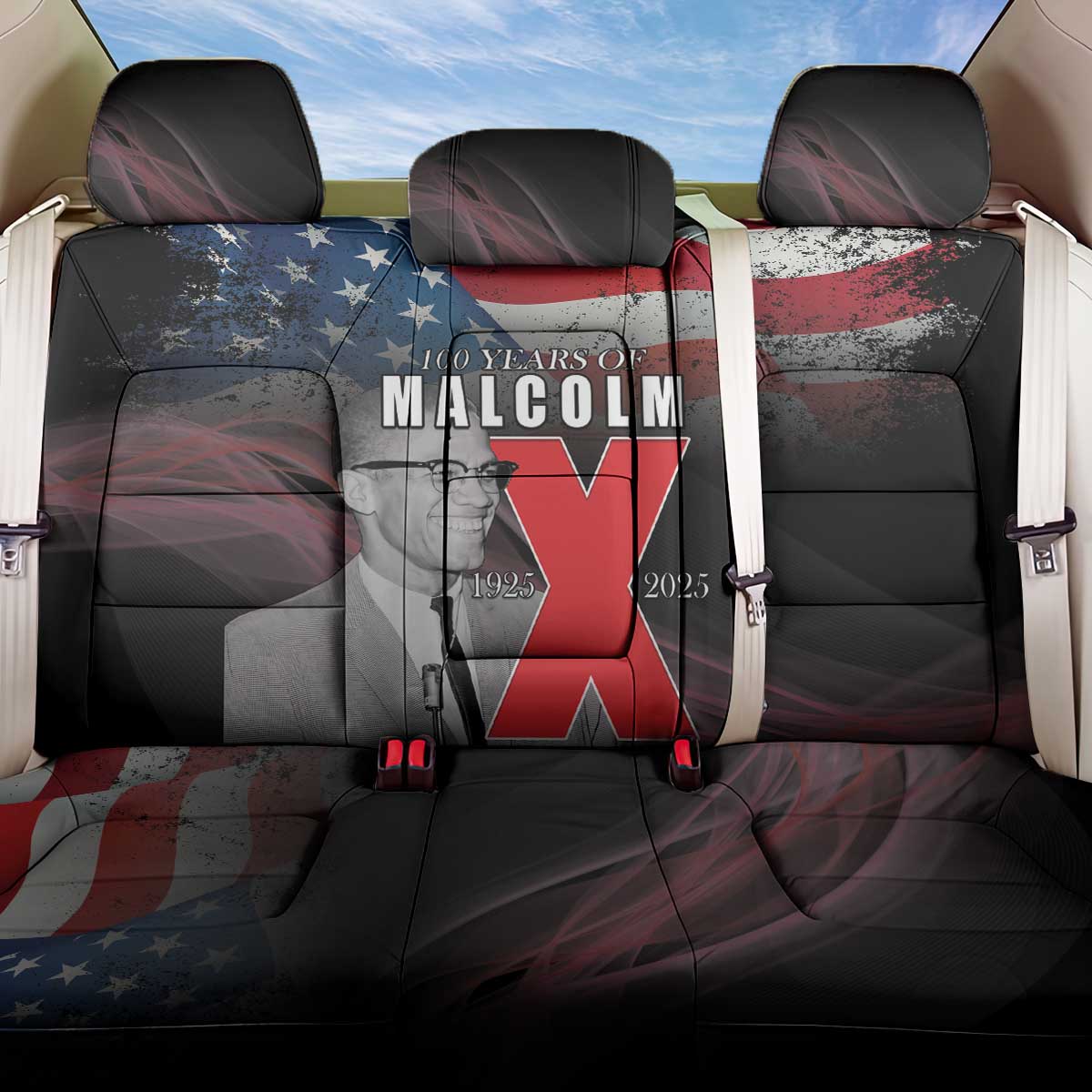 African American El Hajj Malik El Shabazz Back Car Seat Cover 100 Years of Malcolm X