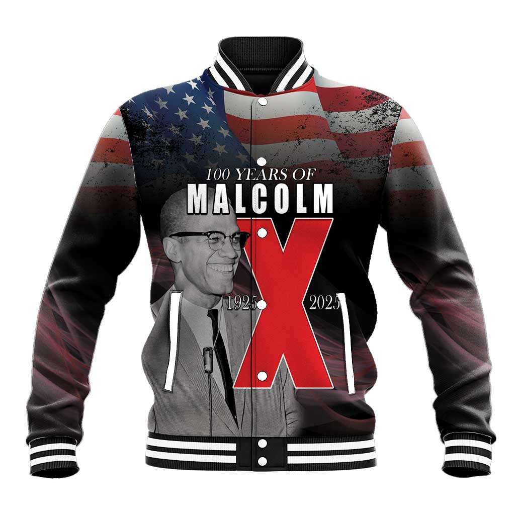 African American El Hajj Malik El Shabazz Baseball Jacket 100 Years of Malcolm X