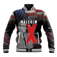 African American El Hajj Malik El Shabazz Baseball Jacket 100 Years of Malcolm X