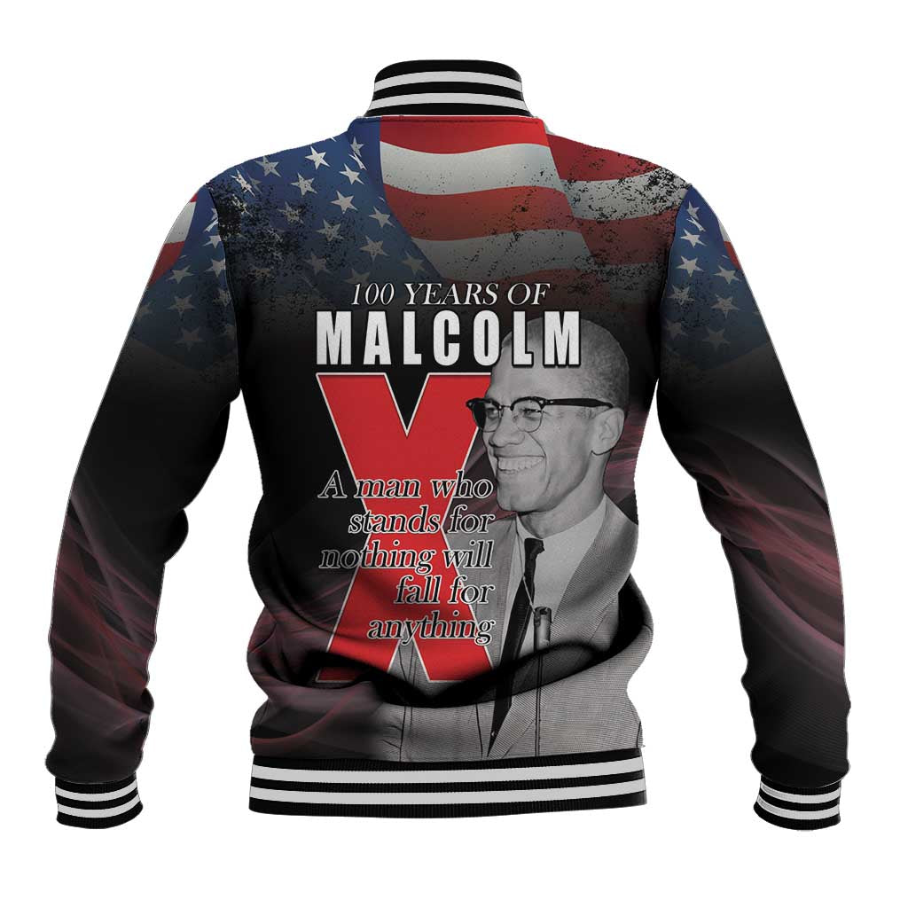 African American El Hajj Malik El Shabazz Baseball Jacket 100 Years of Malcolm X