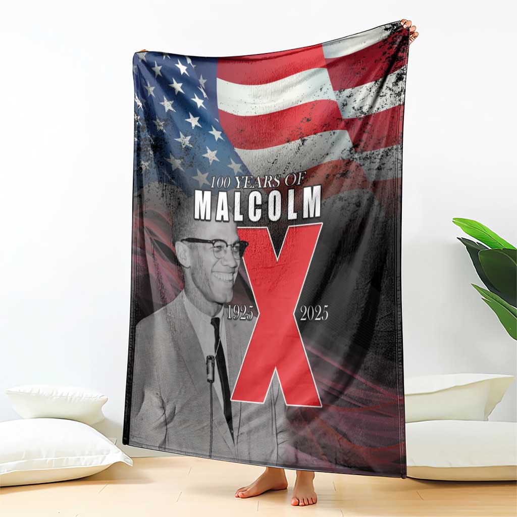 African American El Hajj Malik El Shabazz Blanket 100 Years of Malcolm X
