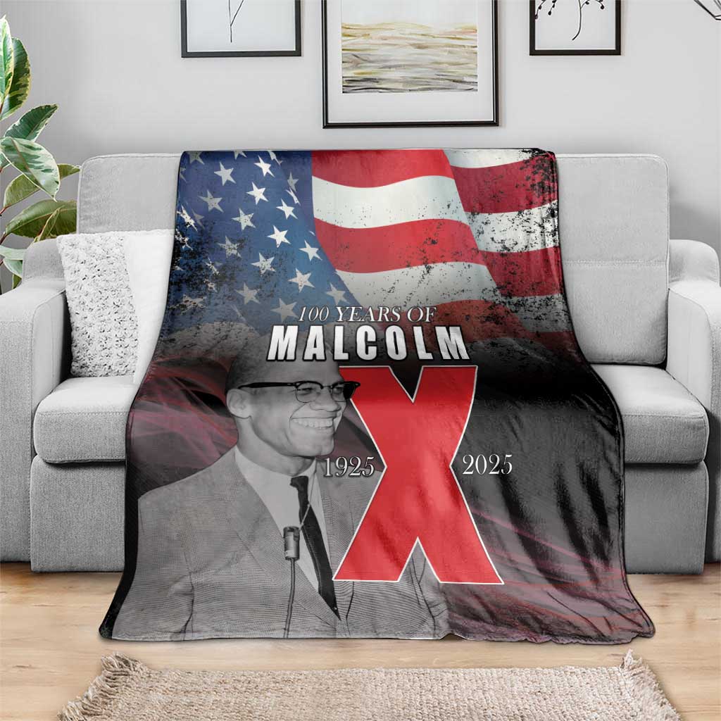 African American El Hajj Malik El Shabazz Blanket 100 Years of Malcolm X