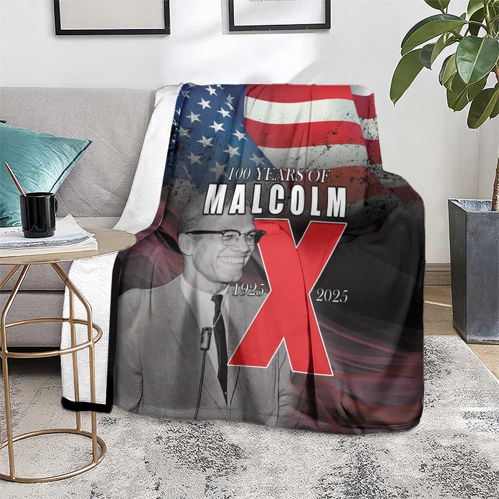 African American El Hajj Malik El Shabazz Blanket 100 Years of Malcolm X