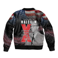 African American El Hajj Malik El Shabazz Bomber Jacket 100 Years of Malcolm X