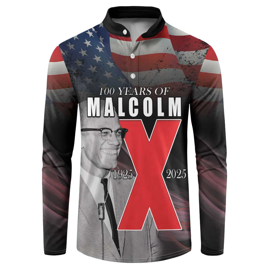 African American El Hajj Malik El Shabazz Button Sweatshirt 100 Years of Malcolm X