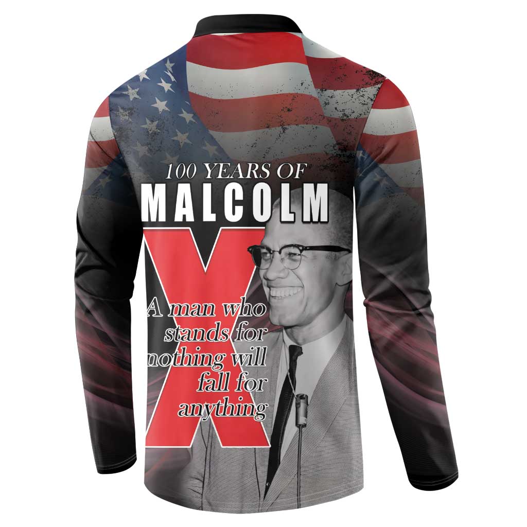 African American El Hajj Malik El Shabazz Button Sweatshirt 100 Years of Malcolm X