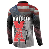 African American El Hajj Malik El Shabazz Button Sweatshirt 100 Years of Malcolm X