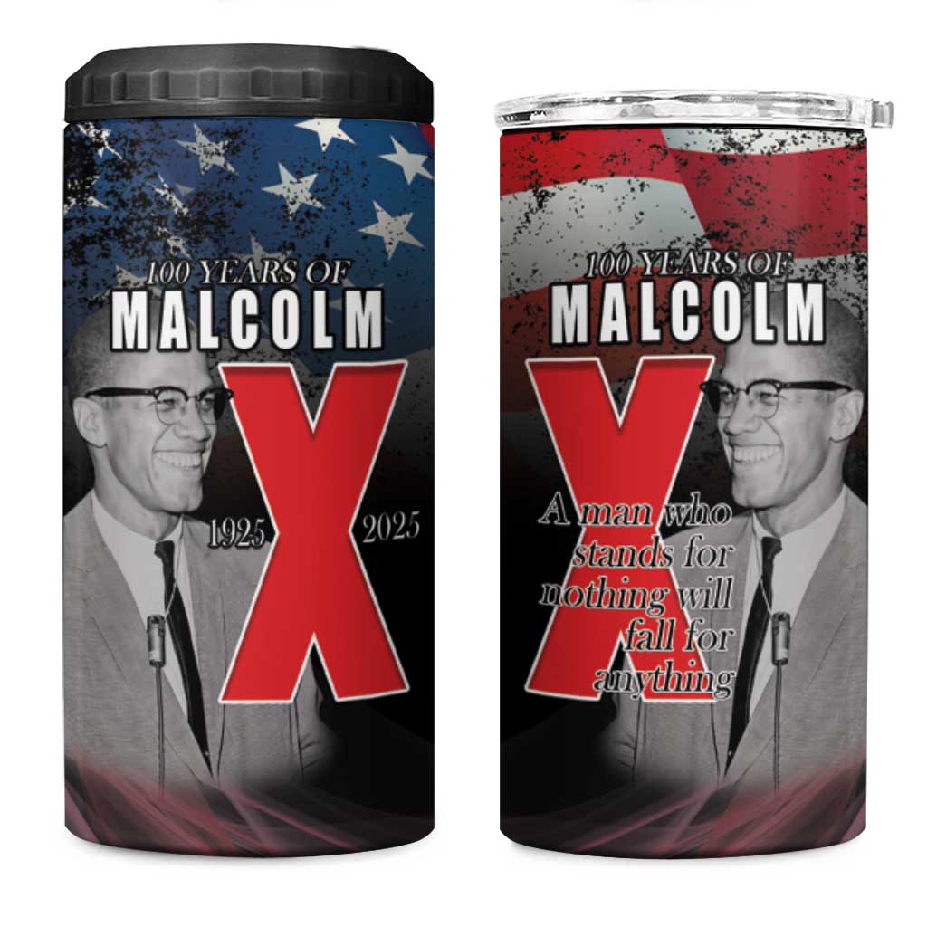 African American El Hajj Malik El Shabazz 4 in 1 Can Cooler Tumbler 100 Years of Malcolm X