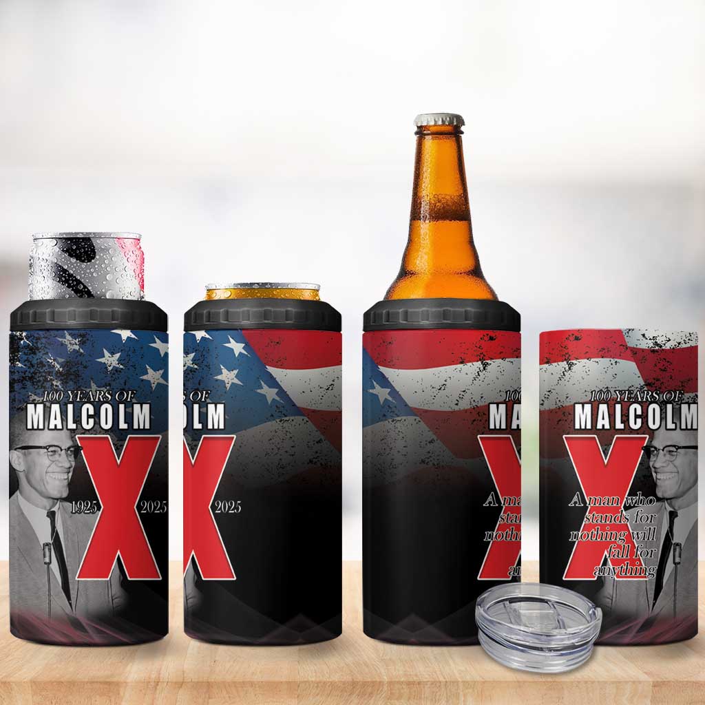 African American El Hajj Malik El Shabazz 4 in 1 Can Cooler Tumbler 100 Years of Malcolm X