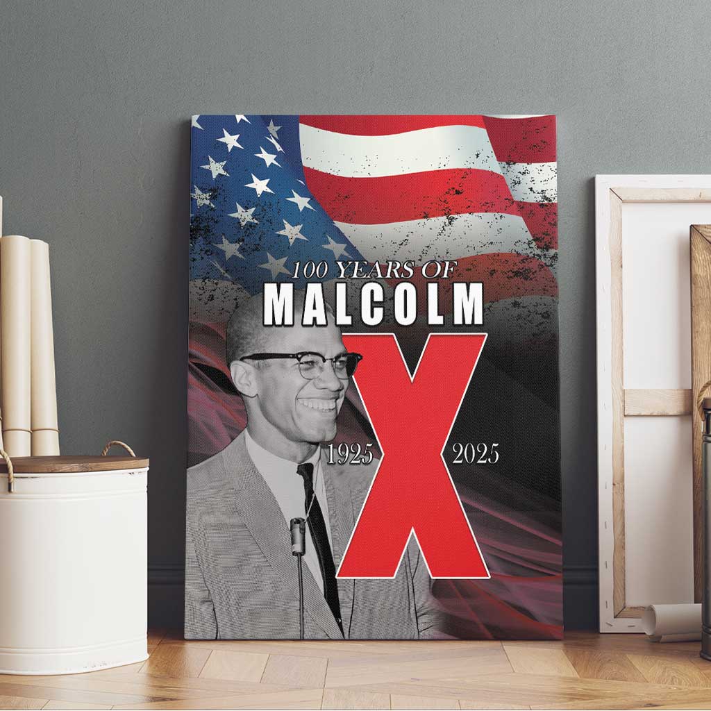 African American El Hajj Malik El Shabazz Canvas Wall Art 100 Years of Malcolm X