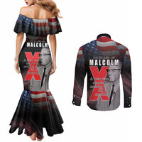 African American El Hajj Malik El Shabazz Couples Matching Mermaid Dress and Long Sleeve Button Shirt 100 Years of Malcolm X