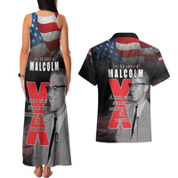 African American El Hajj Malik El Shabazz Couples Matching Tank Maxi Dress and Hawaiian Shirt 100 Years of Malcolm X