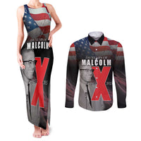 African American El Hajj Malik El Shabazz Couples Matching Tank Maxi Dress and Long Sleeve Button Shirt 100 Years of Malcolm X