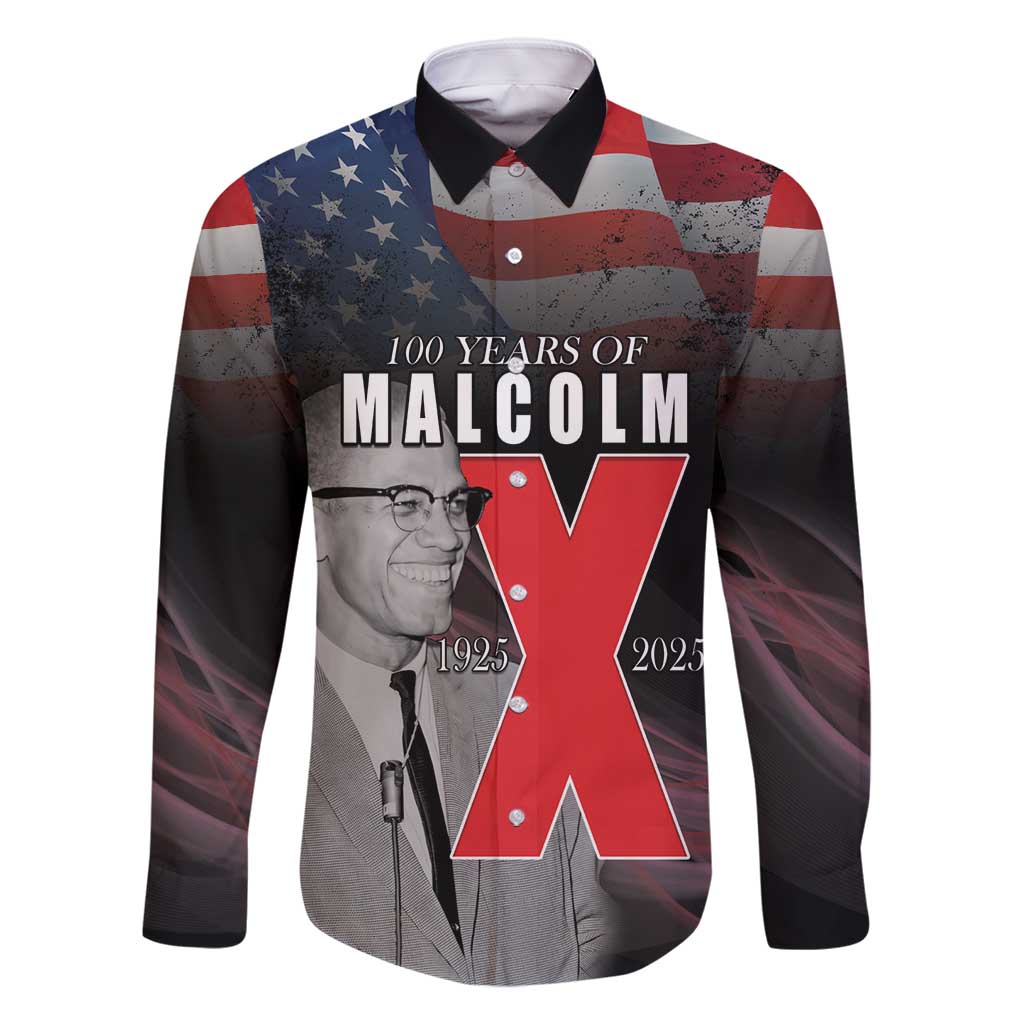 African American El Hajj Malik El Shabazz Family Matching Long Sleeve Bodycon Dress and Hawaiian Shirt 100 Years of Malcolm X