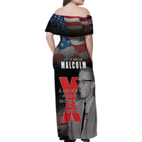 African American El Hajj Malik El Shabazz Family Matching Off Shoulder Maxi Dress and Hawaiian Shirt 100 Years of Malcolm X