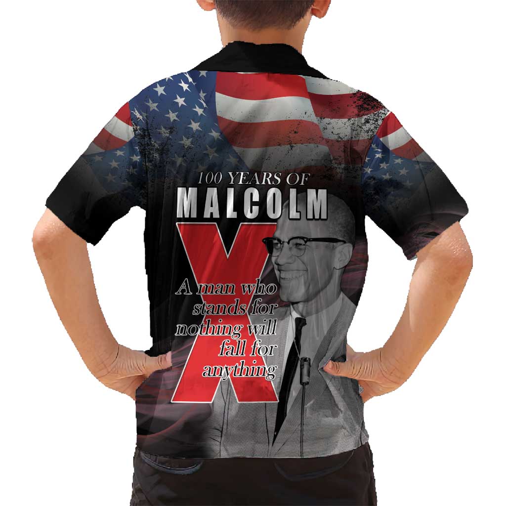 African American El Hajj Malik El Shabazz Family Matching Off Shoulder Short Dress and Hawaiian Shirt 100 Years of Malcolm X