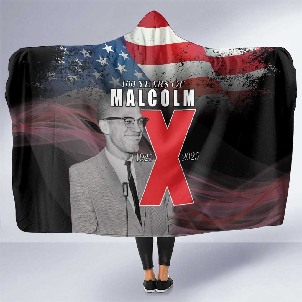 African American El Hajj Malik El Shabazz Hooded Blanket 100 Years of Malcolm X