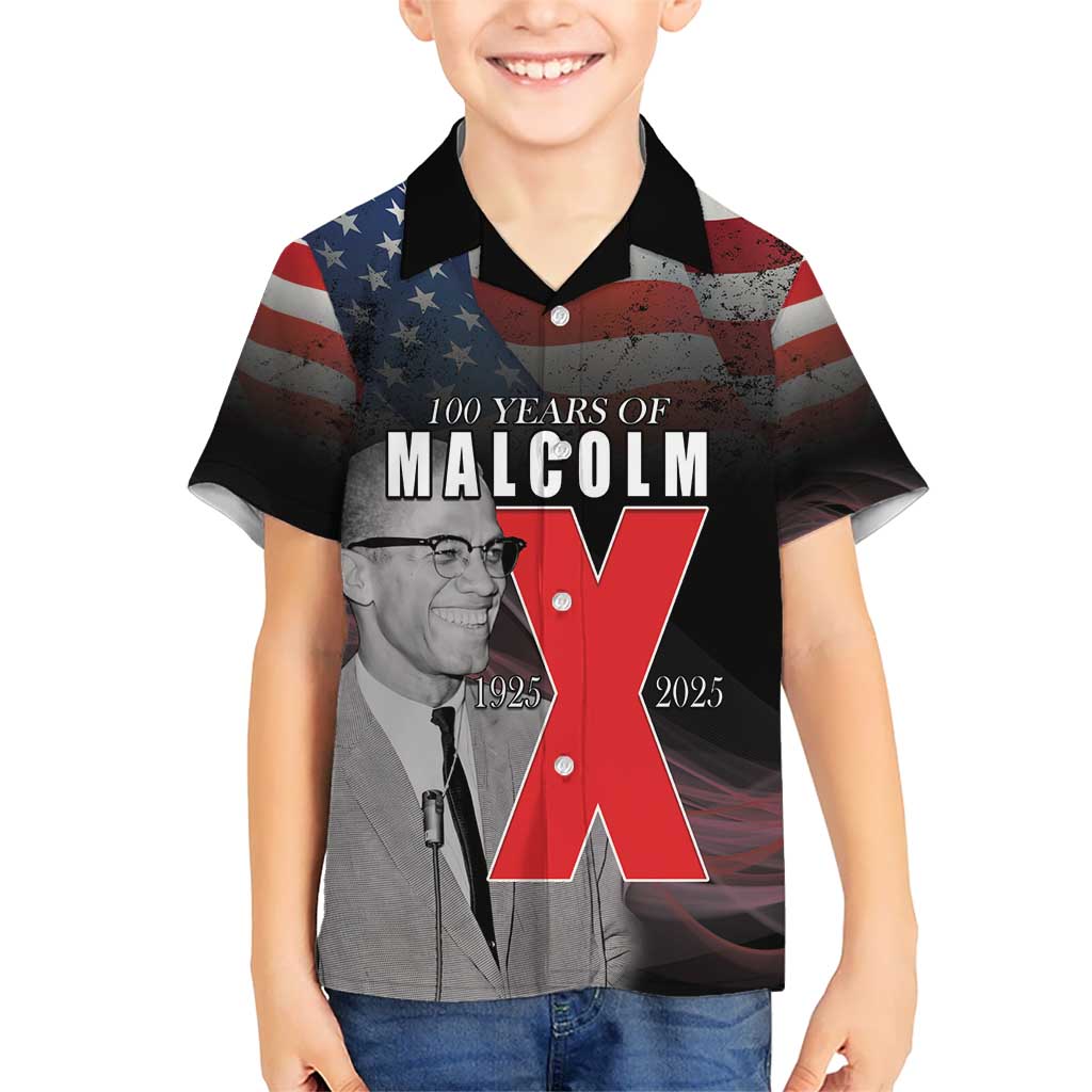 African American El Hajj Malik El Shabazz Kid Hawaiian Shirt 100 Years of Malcolm X