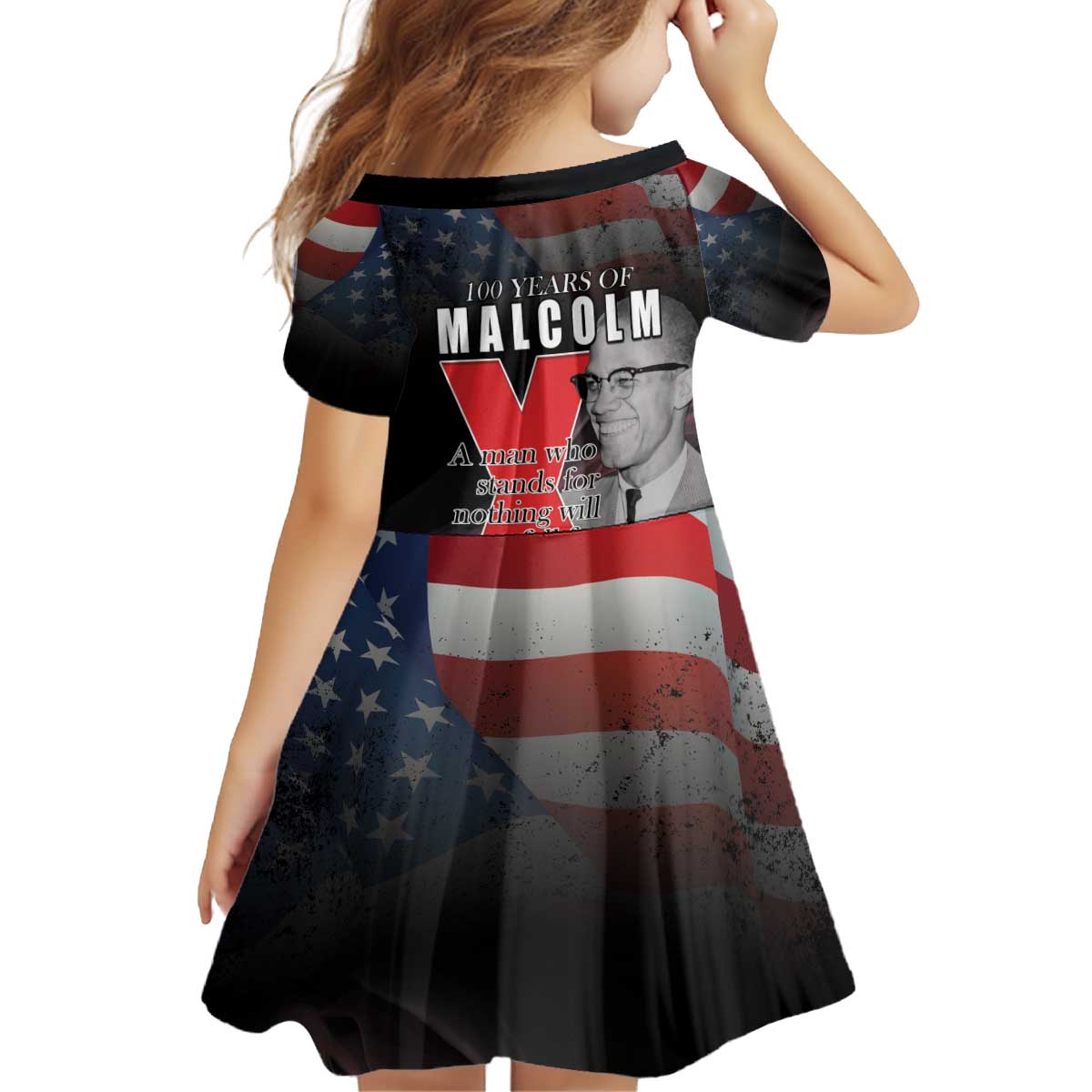African American El Hajj Malik El Shabazz Kid Short Sleeve Dress 100 Years of Malcolm X