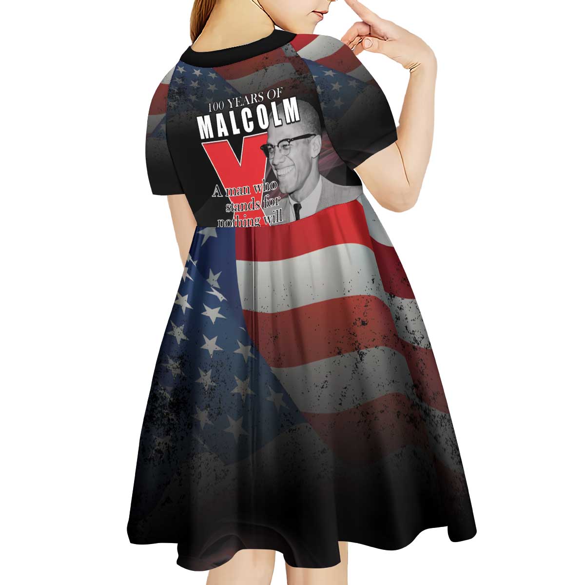 African American El Hajj Malik El Shabazz Kid Short Sleeve Dress 100 Years of Malcolm X