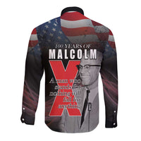 African American El Hajj Malik El Shabazz Long Sleeve Button Shirt 100 Years of Malcolm X
