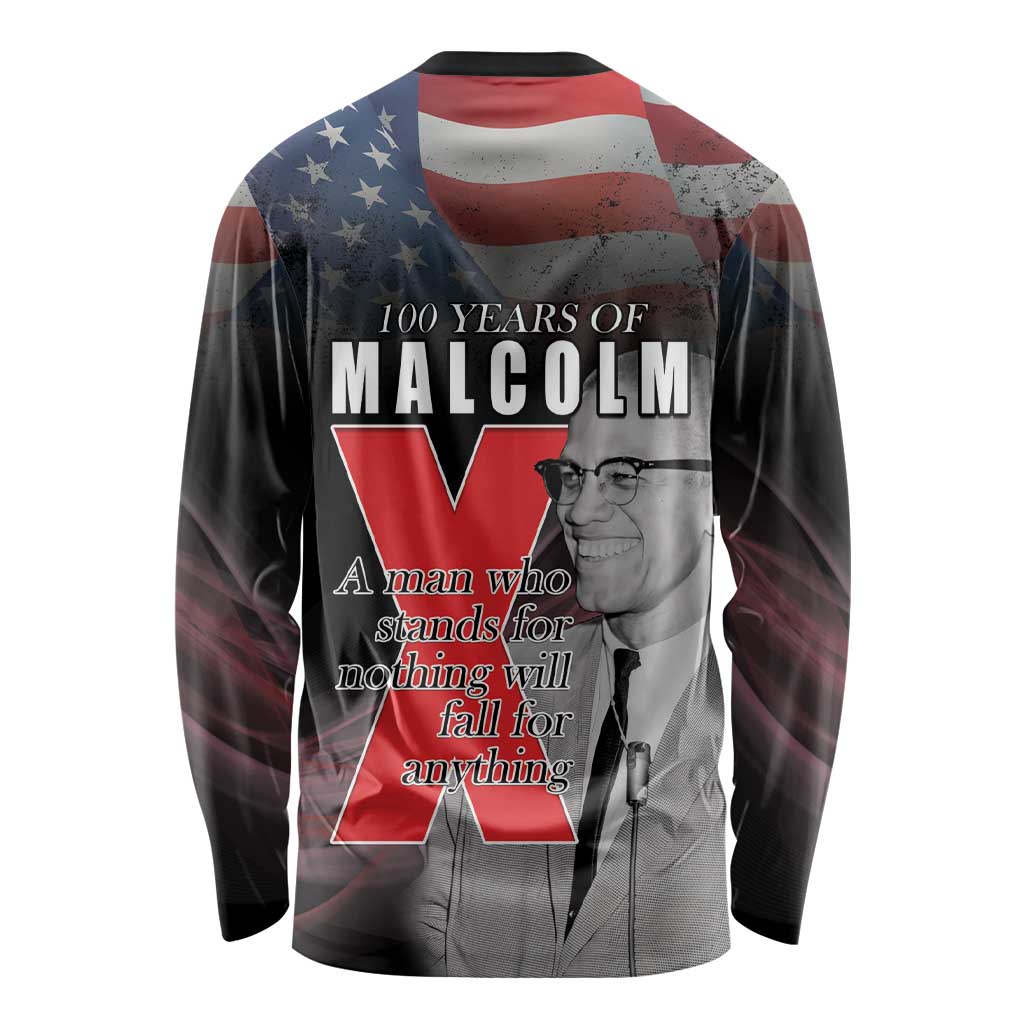 African American El Hajj Malik El Shabazz Long Sleeve Shirt 100 Years of Malcolm X