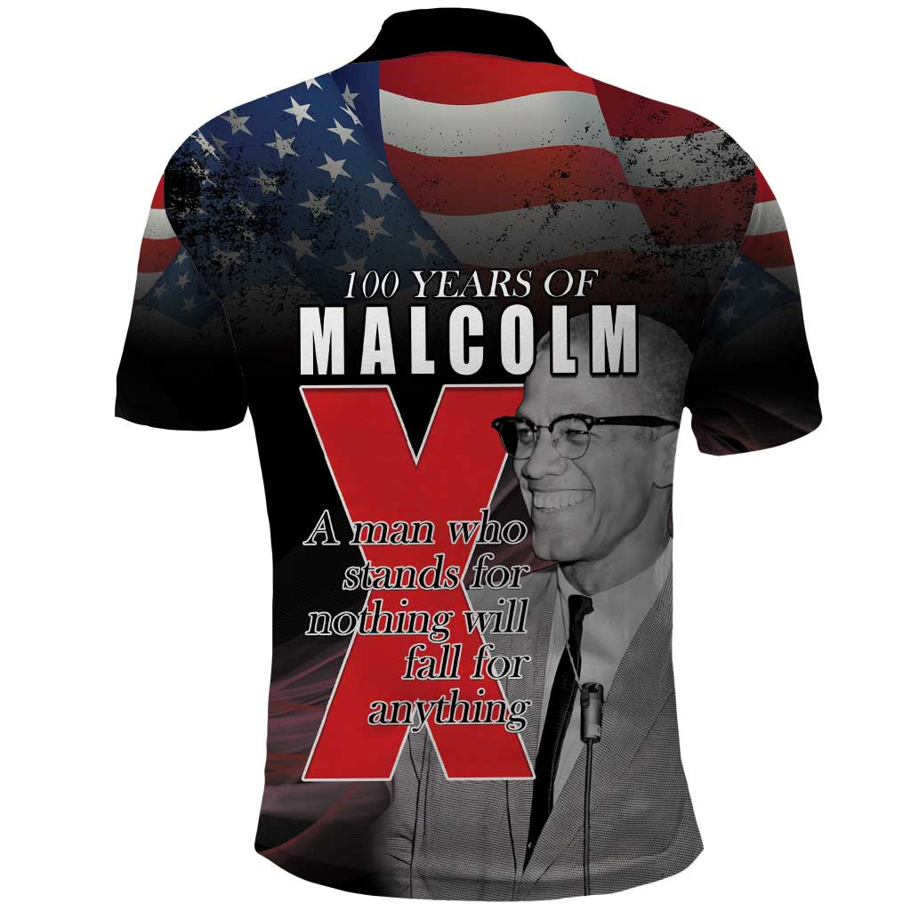 African American El Hajj Malik El Shabazz Polo Shirt 100 Years of Malcolm X
