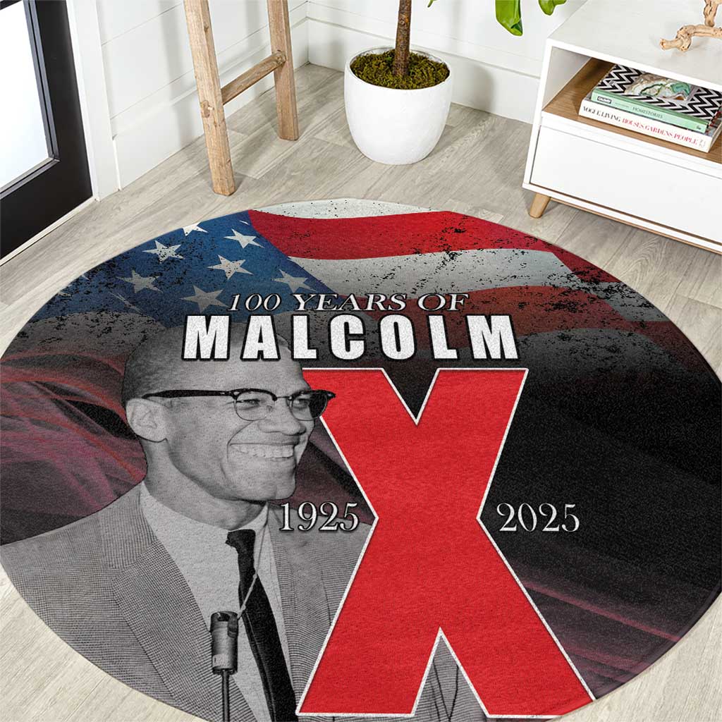 African American El Hajj Malik El Shabazz Round Carpet 100 Years of Malcolm X