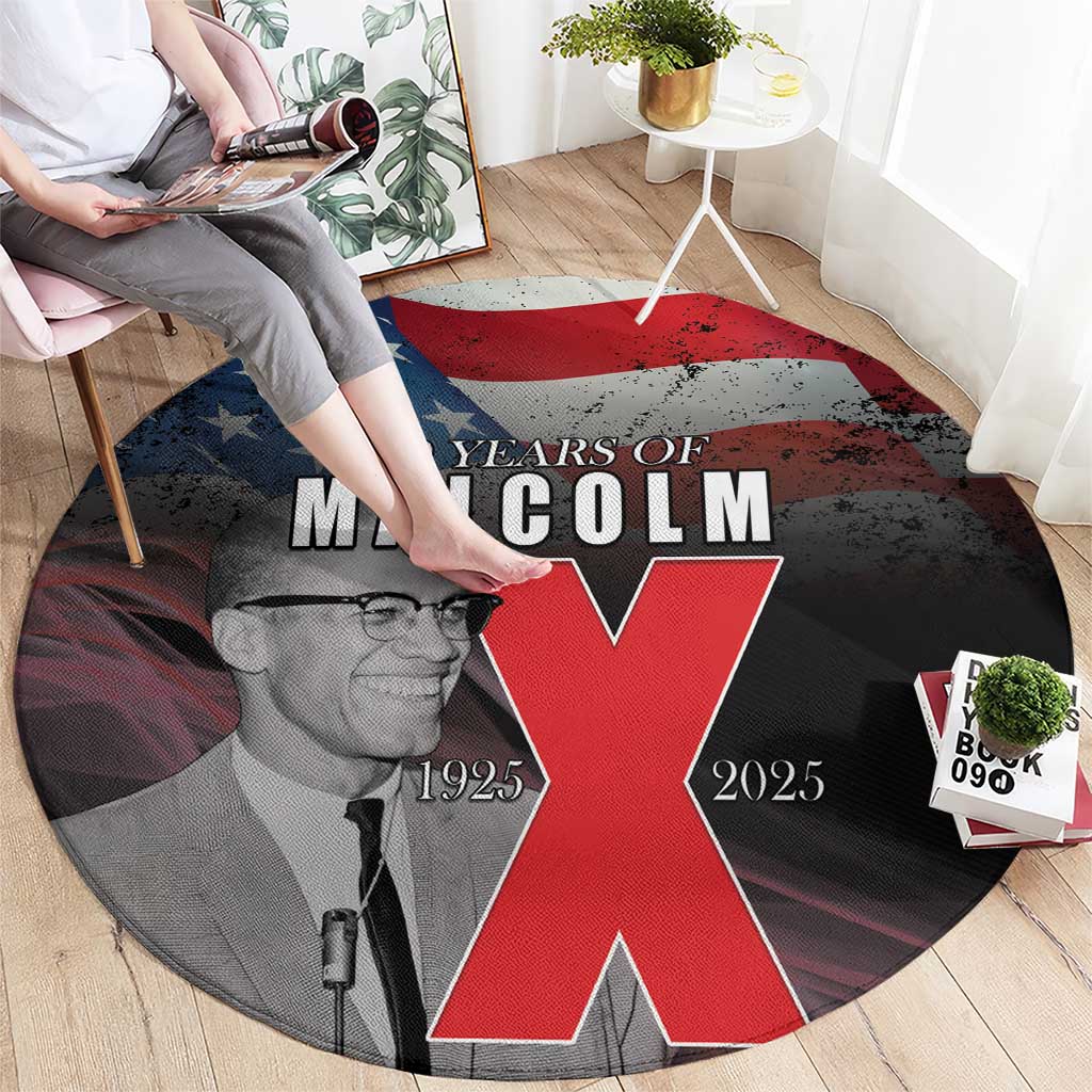 African American El Hajj Malik El Shabazz Round Carpet 100 Years of Malcolm X