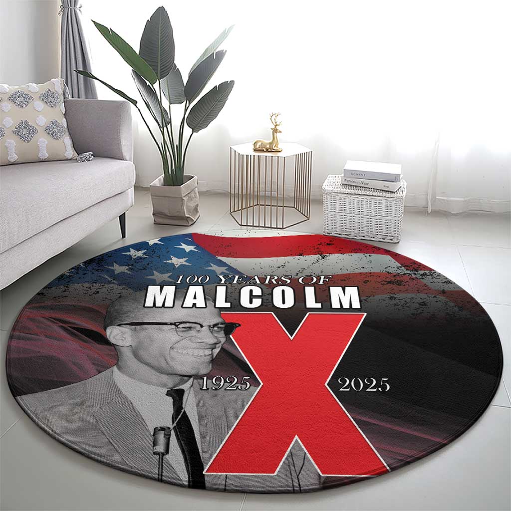 African American El Hajj Malik El Shabazz Round Carpet 100 Years of Malcolm X