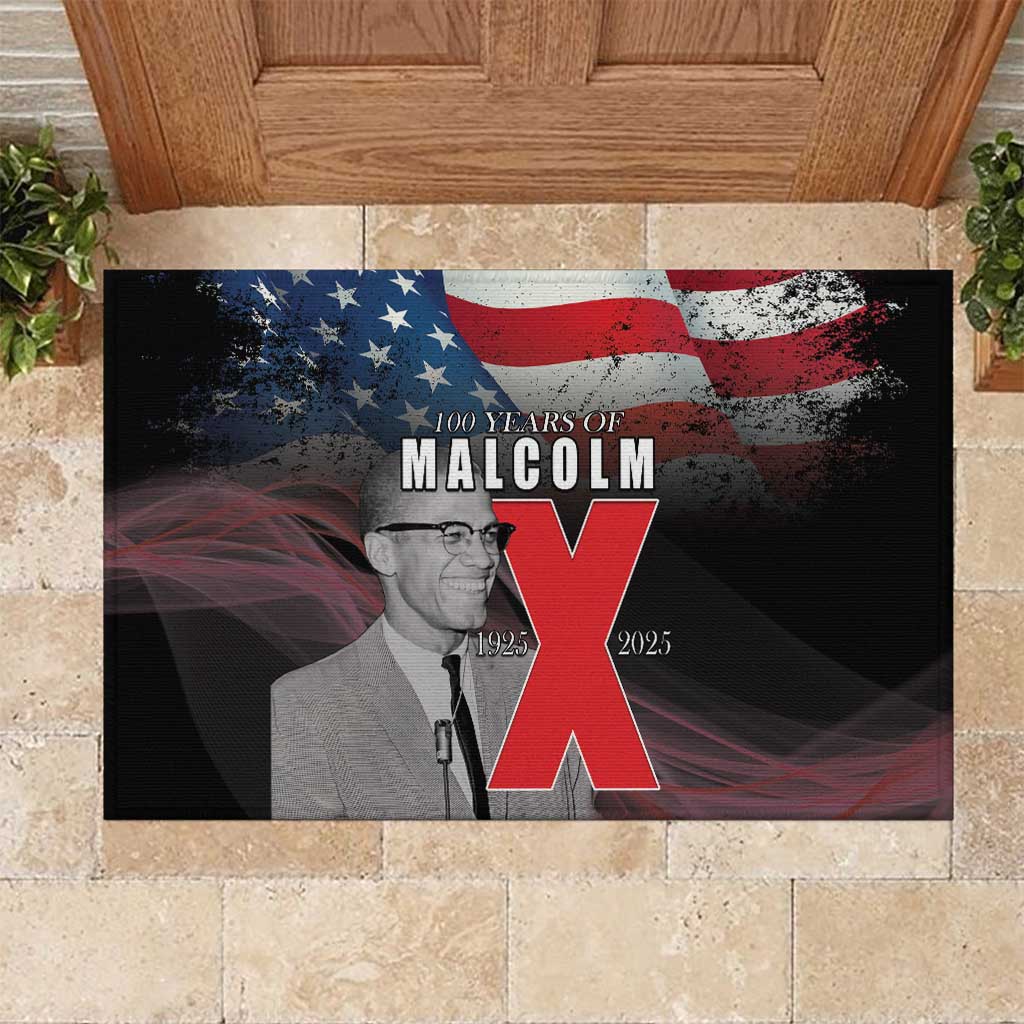African American El Hajj Malik El Shabazz Rubber Doormat 100 Years of Malcolm X