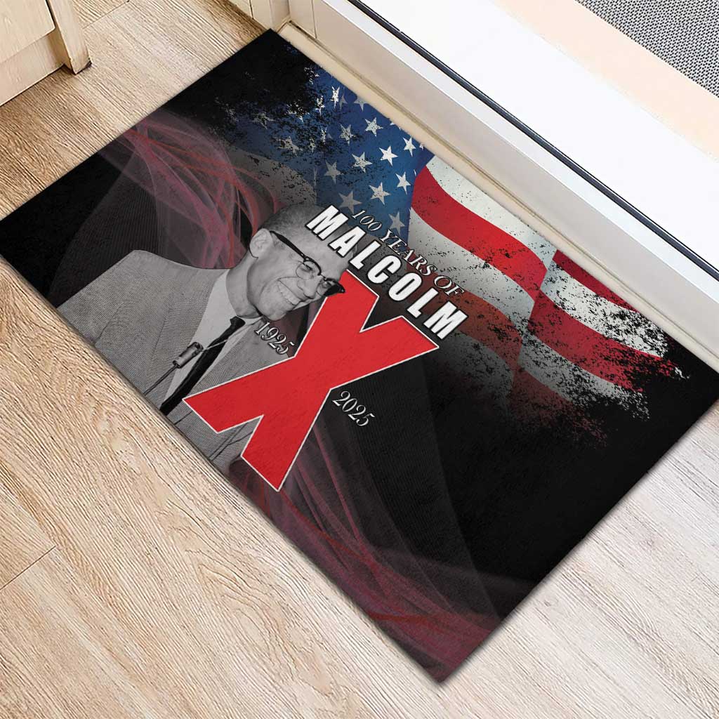 African American El Hajj Malik El Shabazz Rubber Doormat 100 Years of Malcolm X