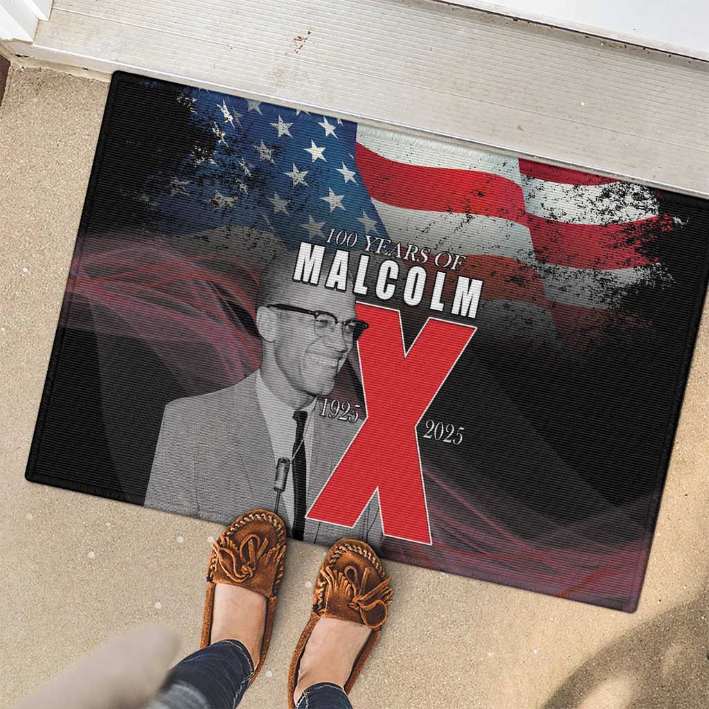 African American El Hajj Malik El Shabazz Rubber Doormat 100 Years of Malcolm X