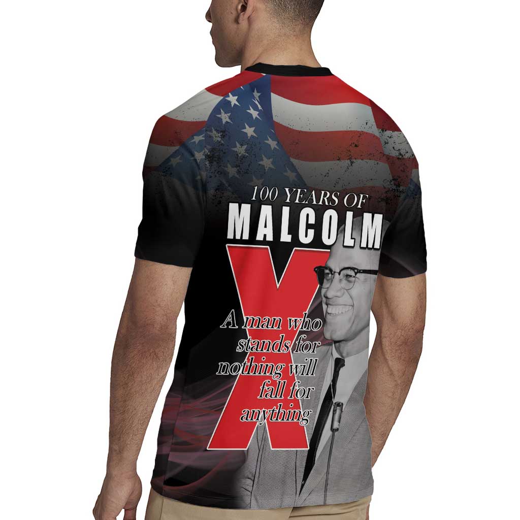 African American El Hajj Malik El Shabazz Rugby Jersey 100 Years of Malcolm X