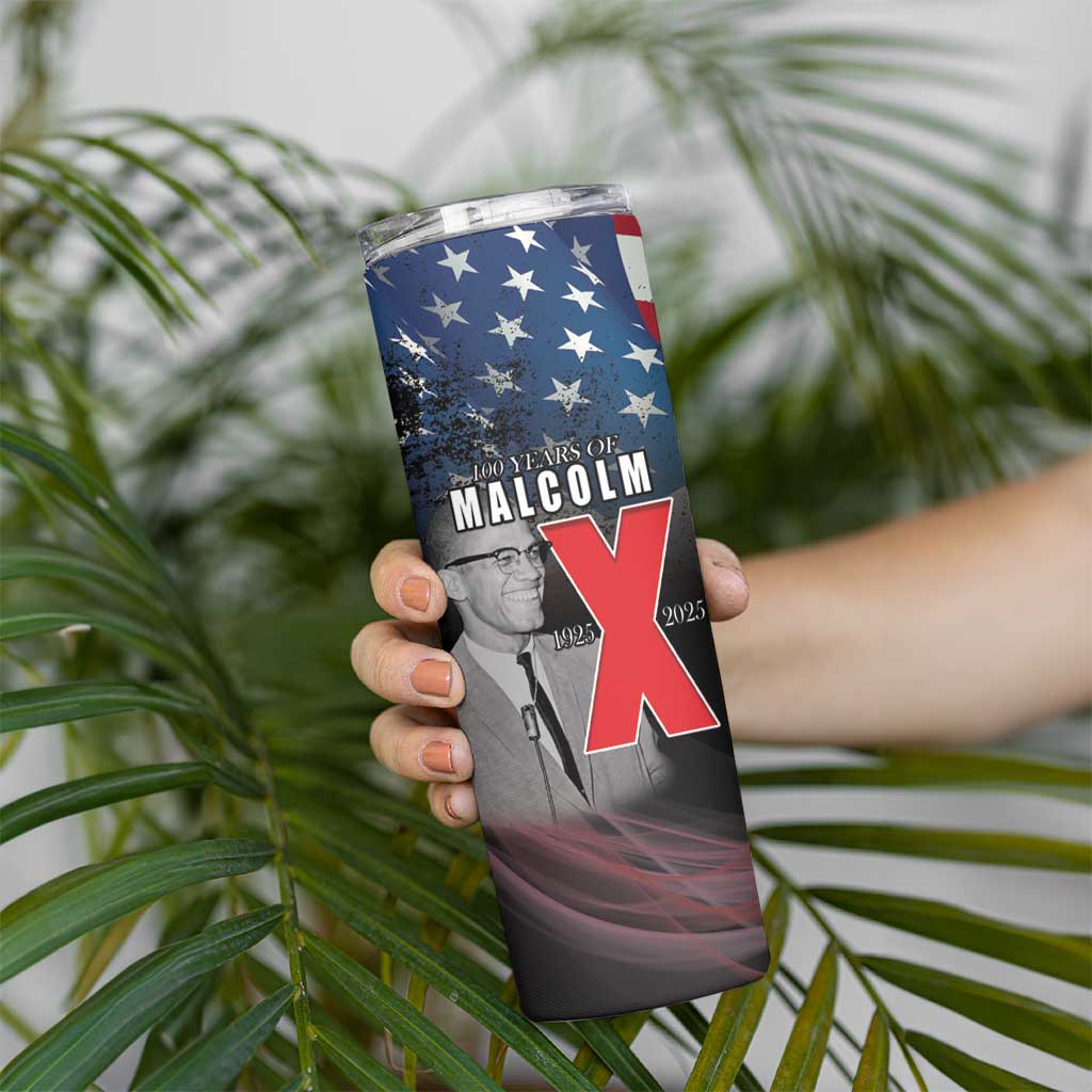 African American El Hajj Malik El Shabazz Skinny Tumbler 100 Years of Malcolm X