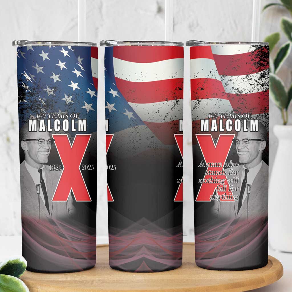 African American El Hajj Malik El Shabazz Skinny Tumbler 100 Years of Malcolm X