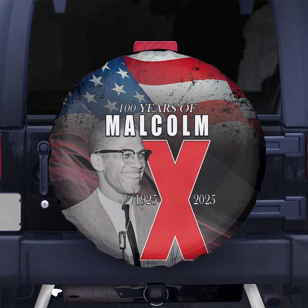 African American El Hajj Malik El Shabazz Spare Tire Cover 100 Years of Malcolm X