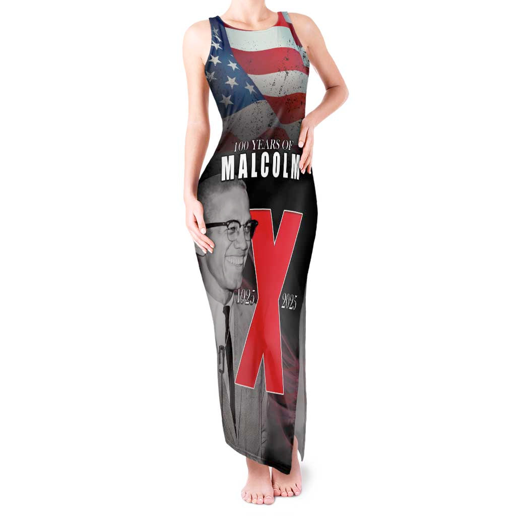 African American El Hajj Malik El Shabazz Tank Maxi Dress 100 Years of Malcolm X