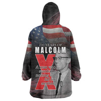 African American El Hajj Malik El Shabazz Wearable Blanket Hoodie 100 Years of Malcolm X